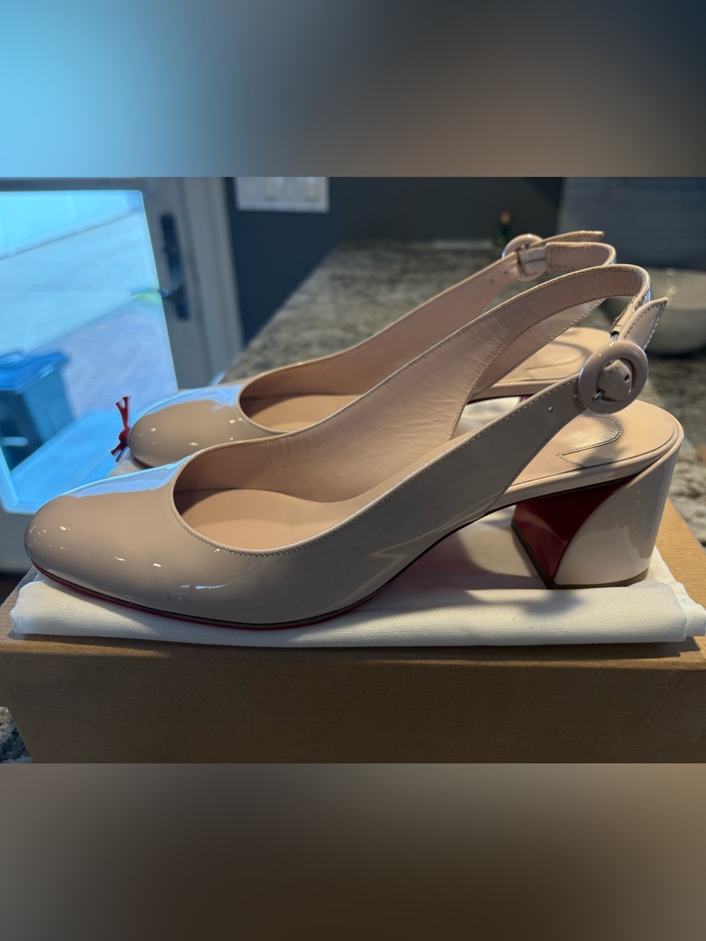 Christian Louboutin So Jane 55 Slingback Pumps in Leche EU Size 37.5/US Size 7.5